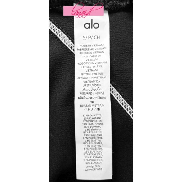 Alo Alosoft High-Waist Sunray Leggings Black White Hi-Rise Waisted Skinny Pants - Picture 13 of 15